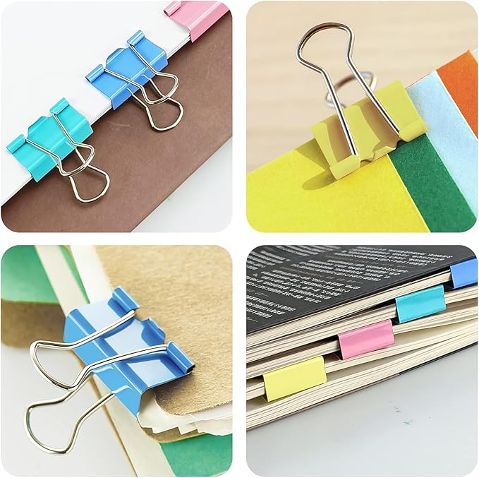 48Pcs Multicolour Binder Clips,1.25inch Colorful Tempered Steel Medium Binder Clips Paper Clamps Clips Office Supplies for Office, Home, School,Tape, Adhesives and Fasteners