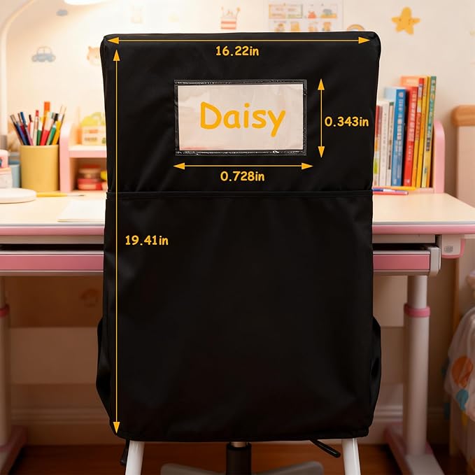 12 Pack 19.5 x 16.5 Inch Student Chair Pockets for Classrooms,Seat Sacks Organizer for K-2 Students to Storage,Chair Back Buddy Pocket with Name Tag Slot, Classroom Must Haves