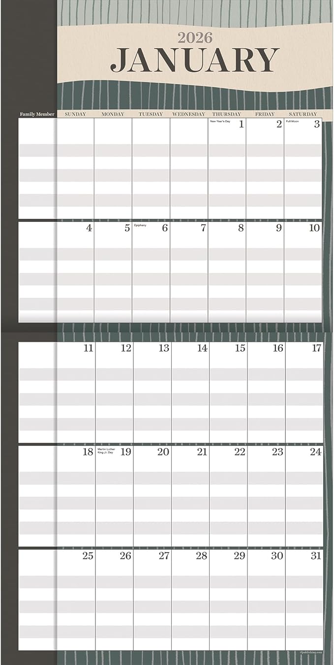 TF Publishing 2026 Parent Planner Wall Calendar - Large Grids for Appointments and Scheduling - Vertical Monthly Wall Calendar 2026 with Premium Matte Paper for Home and Office Organization - 12x12in