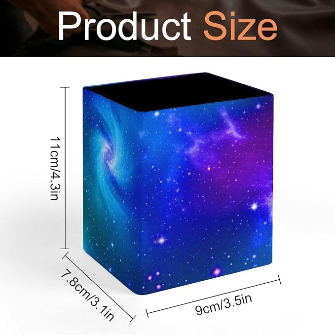 Men's Fashion Pencil Pen Holder Cup, Waterproof Office Supplies, Waterproof Multifunctional Office Supplies Blue Purple Galaxy Art