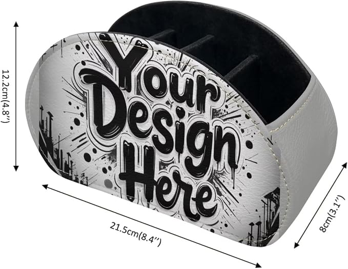 Customized Picture Text TV Remote Holder with 5 Compartments, Office Desk Organizers Vanity Organizers/Nightstand Accessory,Storage for Jewelry/Cosmetic Brushs/Pens