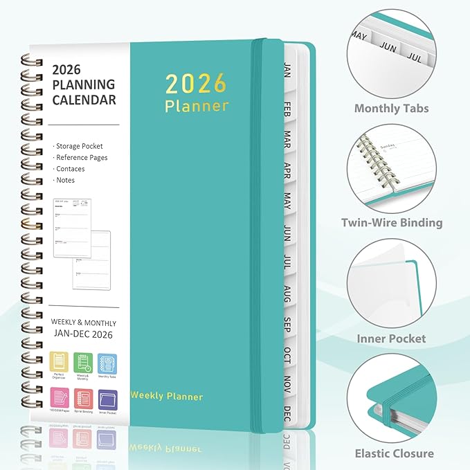 2026 Planner, Weekly and Monthly Calendar Academic Planner, Jan 2026 - Dec 2026, Planning Agenda Book for Desk Accessories and School Supplies - Letter Size(8.5'' x 11'')