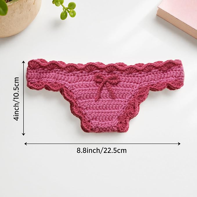 Crochet Bikini Bookmarks for Women, Underwear Shaped Bookmark | Handmade, Page Holder, Bookish Gift for Book Lovers, Soft Stretchy Acrylic Yarn, Rose Red