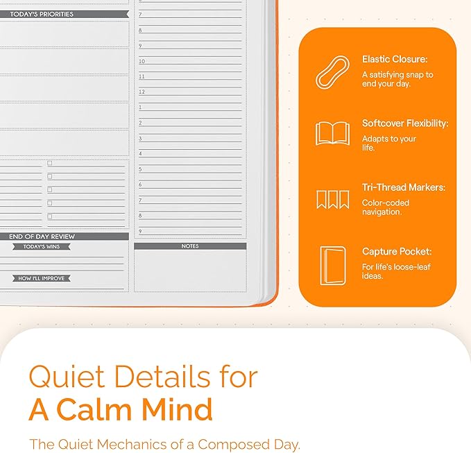 Panda Planner Pro 2026 - A4 6 Month Daily, Weekly & Monthly Planner for Productivity – Large 8.5x11 Undated Day Planner, Goal Planner, Project Organizer & Habit Tracker Notebook – Orange