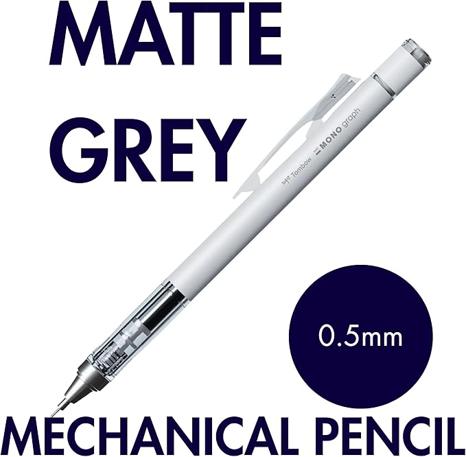 Tombow Mechanical Pencil 0.5mm, Navy & Gray with Eraser Refills | Japanese Stationery | Mechanical Pencil Pack | School Supplies | College Essentials | Office Supplies | Japan Import