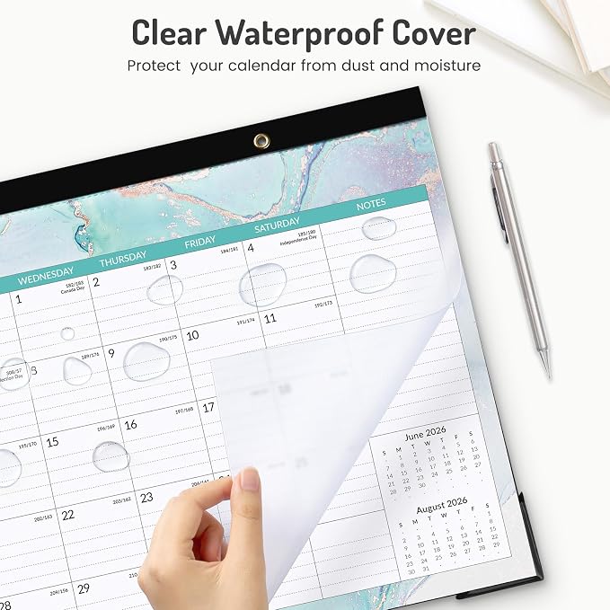 Forvencer Desk Calendar 2026-2027, 21 Months Calendar Runs from April 2026 to December 2027, 17" x 12" Large 2026 Wall Calendar Monthly Planner with Plastic Cover for Home School Office