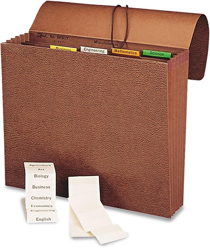 Smead School Subject File Organizer, Flap and Elastic Cord Closure, 6 Pockets, Letter Size, Redrope (70540)