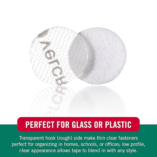 VELCRO Brand - Thin Clear Fasteners | General Purpose/ Low Profile | Perfect for Home, Classroom or Office | 5/8" Dots Circles, 15 Count - Clear