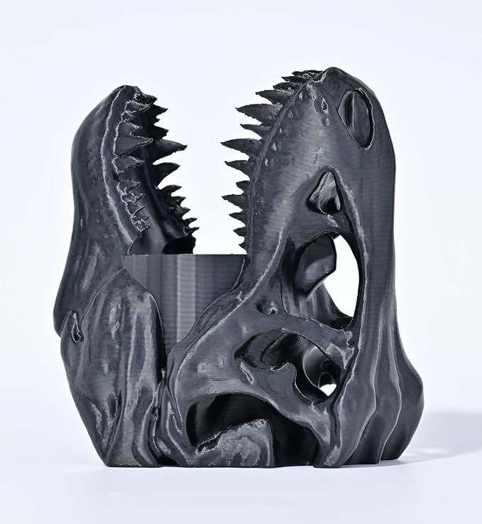 Dinosaur Pen Holder, Dinosaur Skull Figurine Pencil Holder for Office Desk Decor, Funny Easter Gifts for Men Boys Room Decor, Cool Black T-Rex Desktop Organizer