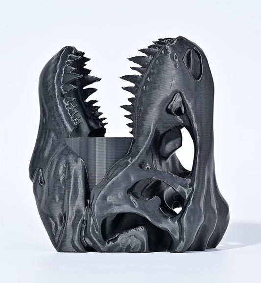 Dinosaur Pen Holder, Dinosaur Skull Figurine Pencil Holder for Office Desk Decor, Funny Easter Gifts for Men Boys Room Decor, Cool Black T-Rex Desktop Organizer