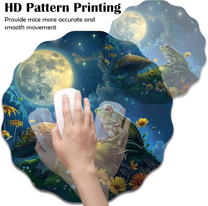 Pen Holder for Desk, PU Leather Multifunctional Desktop Storage Box and Anti-Slip Mouse Pad Set, Makeup Brush Holder Pen Organizer for Office and Home - Frog Mushroom