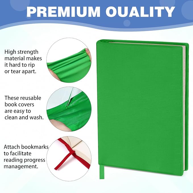 Gilprop 6 Pack Stretchable Book Covers 9-11 Inch Colored Fabric Reusable Book Protector Sleeve for Hardcovers Textbook Protection Supplies(Rainbow Color)
