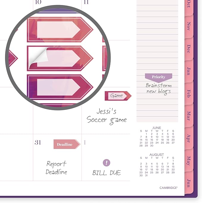 Cambridge Planner 2026-2027 Weekly & Monthly Academic 12-Month July-June, 8-1/2" x 11", Filbert (1792-905A)