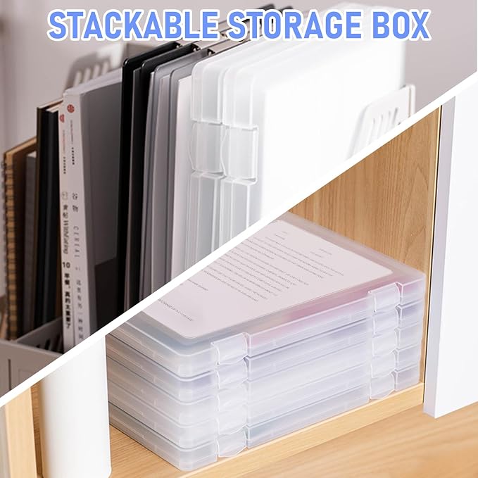A4 Paper Holder Portable File Box Clear Plastic Document Case Waterproof Dustproof PP Storage Folder Magazine Filing Organizer Office/School Supplies(1-pack-clear-updated)