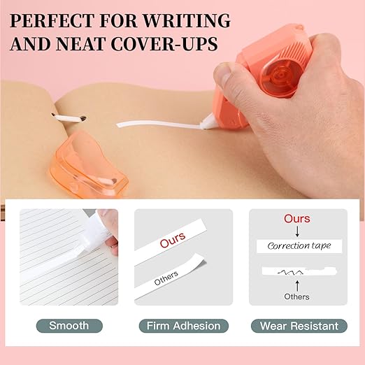 Aesthetic and Cute Camera-Shaped White Correction Tape, 49.21ft(15m) Each, 2-Count Pack, Easy to use, Dry Instantly, Clean and Tear-Resistant Tape Office or School Supplies (Pink+Purple)