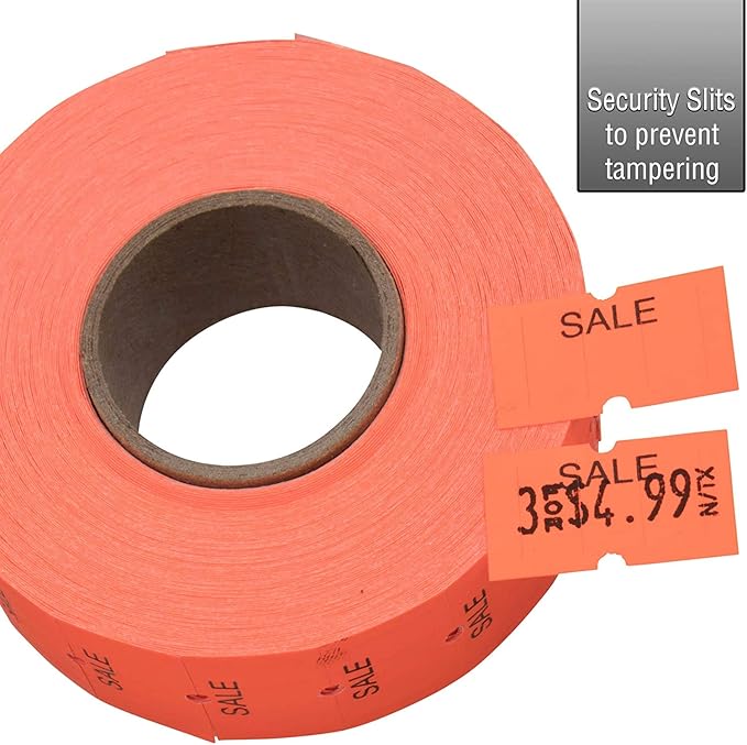Perco 1 Line Fluorescent Green Labels - 1 Sleeve, 8,000 Blank Pricing Labels Bundled w Perco Sale Labels for Perco 1 Line Labeler Gun, Fluorescent Red - 1 Sleeve, 8,000 Labels