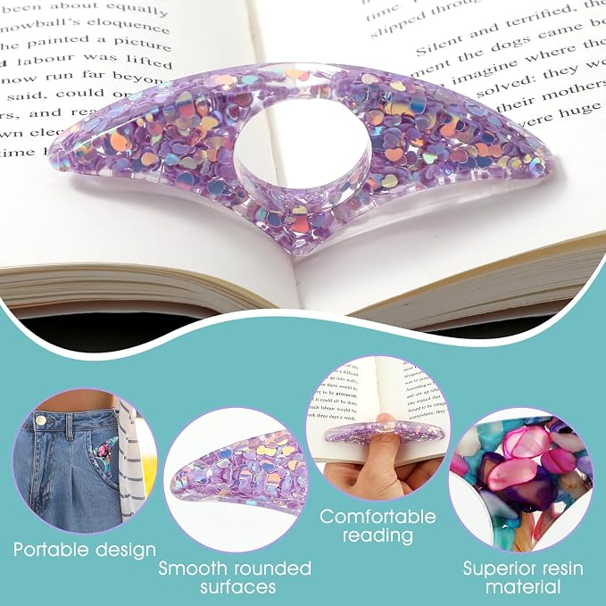 YUXIANLB Book Page Holder for Reading, 4 PCS Dried Flower Resin Transparent Bookmark, Thumb Book Page Holder Accessories for Reading Lovers, Gifts for Bookworm, Literary, Students and Teachers(D)