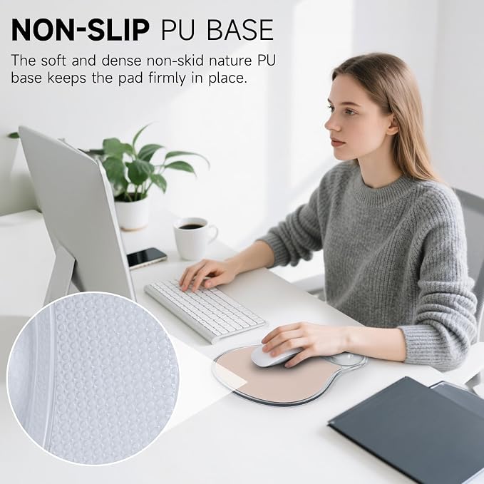 AUPET Ergonomic Mouse Pad with Gel Wrist Support – Non-Slip Mouse Mat with Comfortable Memory Gel Cushion – Relieves Wrist Pain – Designer Pattern for Home Office & Gaming (Flesh Color)