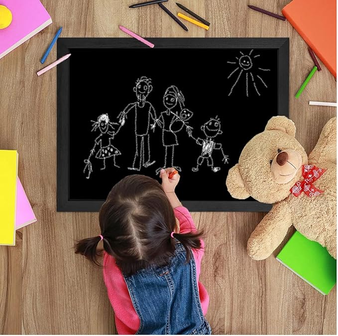 TORASO Magnetic Chalkboard, Solid Pine Wood Frame Magnetic Chalkboard, Black Wood Framed Chalk Board for Wedding, Kitchen, Bar, Restaurant, Menu & Home Decor,Large Chalkboards, 17.7" x 23.6"(BK-4560)