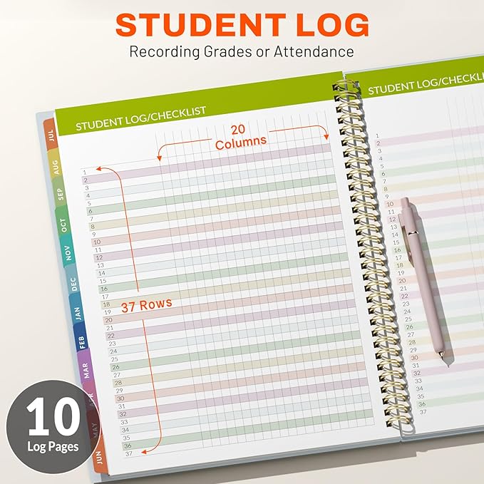 SUNEE Teacher Planner 2026-2027 Academic Year, 7 Periods Lesson Plan Book Jul 2026 - Jun 2027, 8.5"x11" Daily Weekly Monthly Organizers Vertical Layout with Calendars, Bookmark, Waterproof Cover, Blue