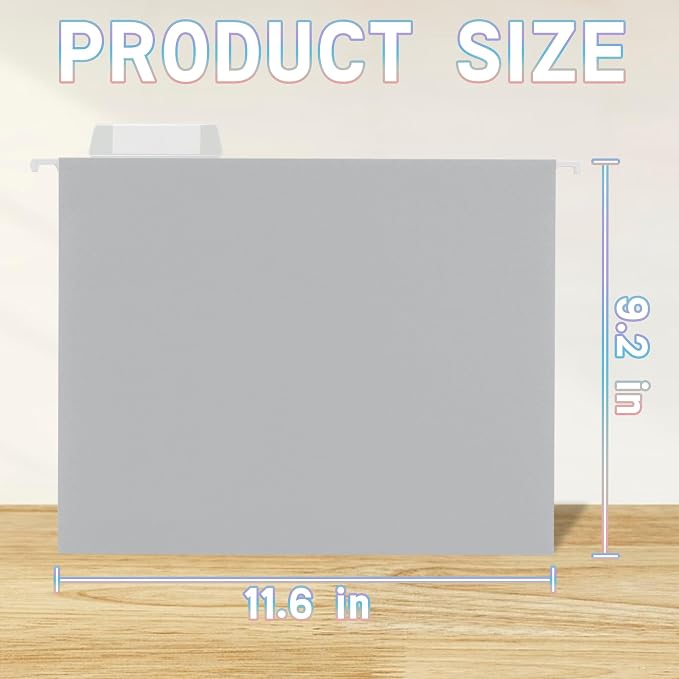 25 Packs Hanging File Folders Grey,Letter Size 8.5x11, Hanging File Folders with 1/5-cut Tabs,File Folders for Filing Cabinet,Ideal Office,School Classroom Supplies