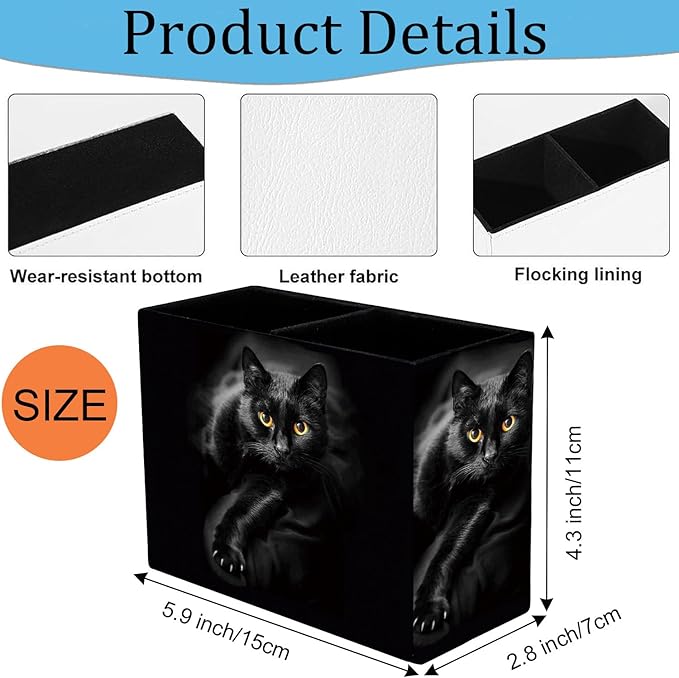 Pen Holder and Anti-Slip Mouse Pad Combination, Makeup Brush Storage Box, Tableware Storage Box, Suitable for Office and Home - Cat