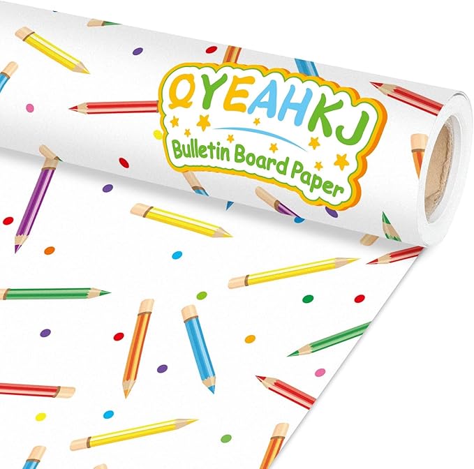 Qyeahkj Colorful Pencil Bulletin Board Paper Roll Pencil Bulletin Board Background Paper Fade Resistant Colorful Classroom Decoration Poster Art Craft Home Wall Education Decor Supplies 17.7in x 20ft