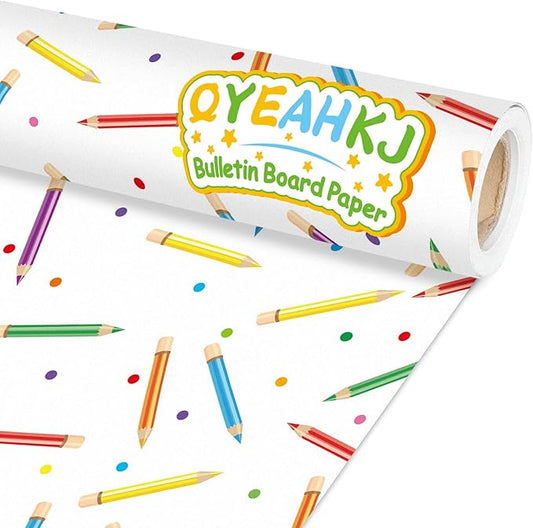 Qyeahkj Colorful Pencil Bulletin Board Paper Roll Pencil Bulletin Board Background Paper Fade Resistant Colorful Classroom Decoration Poster Art Craft Home Wall Education Decor Supplies 17.7in x 20ft