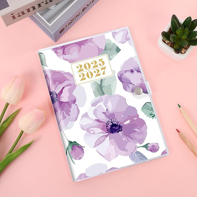 Monthly Planner 2025-2027, Monthly Calendar (July 2025 Until December 2027), 5.9'' x 8.4'', A5 Planner with PVC Cover, Perfect for Office, School Organizing Planning - Purple