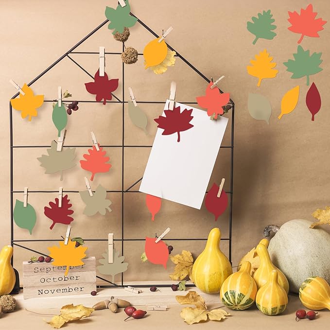 Hillban 250 Pcs Paper Fall Leaves Die Cuts Bulk Autumn Leaf Cutout Thanksgiving Autumn Leave Decor Multicolor Mixed Leaves for Fall Bulletin Board and Craft Projects Party Decor (2.4 Inches)