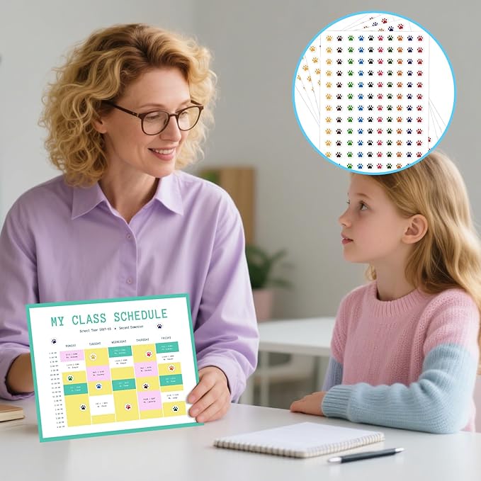 6000 Pieces Paw Print Stickers, Puppy Paw Prints Stickers, Round Dog Paws Print Decals Colorful Mini Incentive Reward Sticker for Kids, Behavior Chart Sticker for Students Teachers Classroom Supplies
