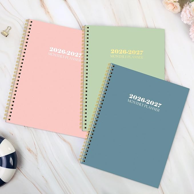 SKYDUE Monthly Planner 2026-2027, 24 Months Calendar Planner 2026-2027, 7.5" x 10" B5 Planner, Twin-wire Spiral Bound, Durable Waterproof Cover, Thick No-Bleed Paper, Blue