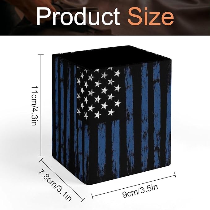 Women's Fashion Pencil Pen Holder Cup, Waterproof Office Supplies, Waterproof Multifunctional Office Supplies Blue Line American Flags