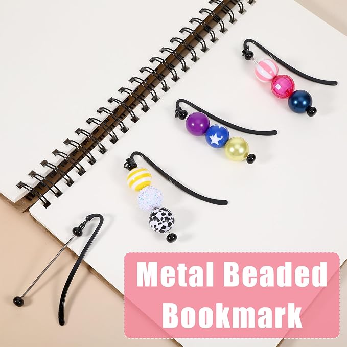 12Pcs Beadable Bookmarks, DIY Metal Bookmark Making Kit, Bar Blank Bookmarks to Decorate, Beadable Items, Modern Craft Jewelry Pendant Charm Gifts for Book Lovers Teacher Student Office Supplies