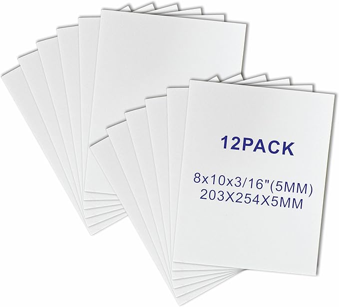 12 Pack Foam Core Board, ZJCEASER 8 x 10 White Poster Board, 3/16" Thickness Sign Board Craft Foam Sheet for Signboards, School Projects, University Displays, College Events, Arts & Crafts, Framing