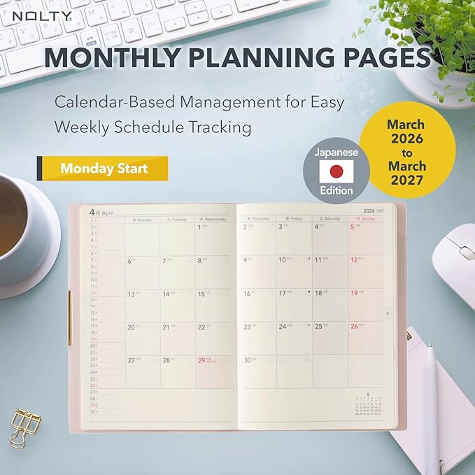 NOLTY Ecri Plus B6 Memo Weekly Planner 2026, April Start, Japanese Edition, Lilac, 2026-9859