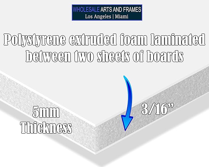 3/16" White Foam Core Boards 12x24-5 Pack. Many Sizes Available. Acid Free Craft Poster Board for Signs, Buffered Presentations, School, Office and Art Projects