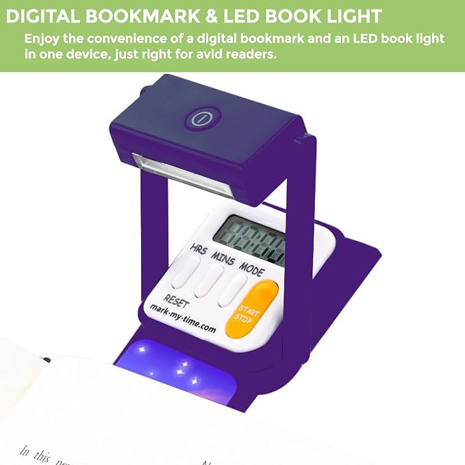 Mark-My-Time Digital Bookmark and LED Book Light - Timer and Bookmark for Kids with LED Book Light, Cool Bookmarks and Reading Incentives, Christmas Gift & Stocking Stuffer - Unicorn