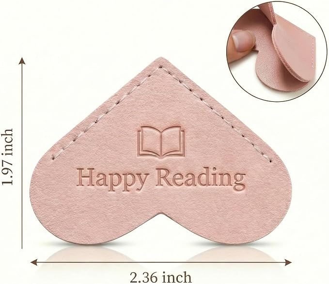 Leather Heart Bookmarks for Reading Women - 6 Pcs Happy Reading Corner Page Bookmarks, Cute Book Marks Graduation Giffs for Kids Students, Teacher Appreciation, Book Lovers, Perfect Bookish Gifts