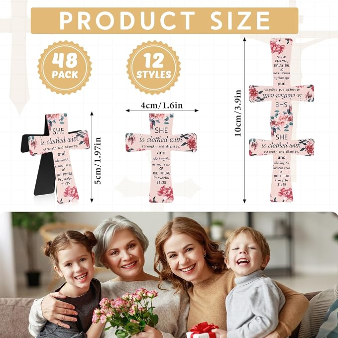 Resurhang 48 Pcs Magnetic Bookmarks Christian Cross Magnetic Page Markers Religious Bible Verses Bookmarks for Mother's Day Women Student Church Study Group Graduation Coworker Team (Flower)