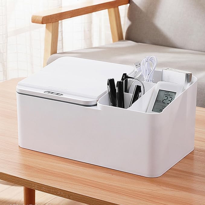 Smart Sensor Desktop Storage Box, Electric Desktop Organizer, Pencil Pen Holder Makeup Brushes Organizer with Touchless Motion Sensor for Office Supplies, Vanity Table, Home