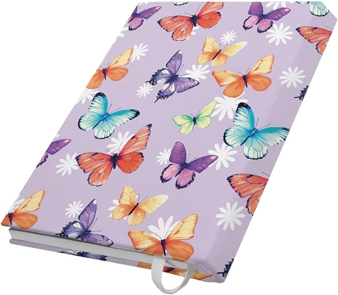 Dreaweet Colorful Butterfly Book Cover Sleeve Protector for Women Girls Stretchable Book Sleeve Protector Hardcover Book Socks Back to School Gifts