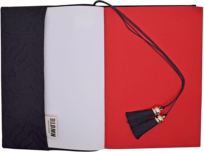 BLBMH 10x7 Book Cover | Handmade Non-Stretch Fabric Bible Cover with Bookmark | Washable Large Hardcover Paperback Protector | Privacy Reading Gift for Women - Black