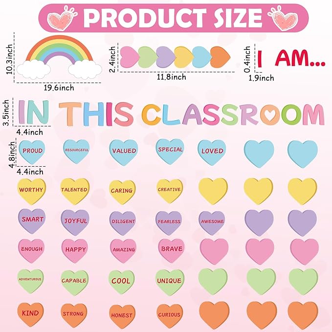 Spring April Bulletin Board Decoration Set Motivational Affirmation Station Classroom Decorations Inspirational Rainbow Heart Paper Cutouts for Kids Back to School Chalkboard Wall Door Decor