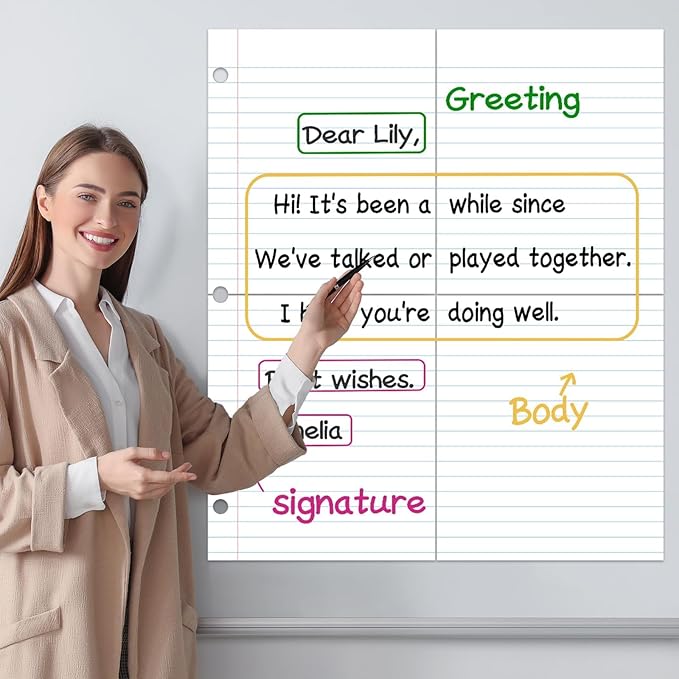 Jumbo Magnetic Dry Erase Notebook Paper 24x28in Magnet Handwriting Lined Paper for Classroom Whiteboard Writing Chart Giant Magnetic Newsprint Handwriting Story Paper Homeschool Teaching Supplies