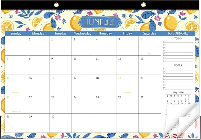 GuassLee Desk Calendar 2026-2027, Desk Top Calendar from Jun. 2026 to Dec. 2027, 17" x 11.5" Large School Year Desk Wall Calendar with To-Do List and Notes for Office School Home Teacher Planning