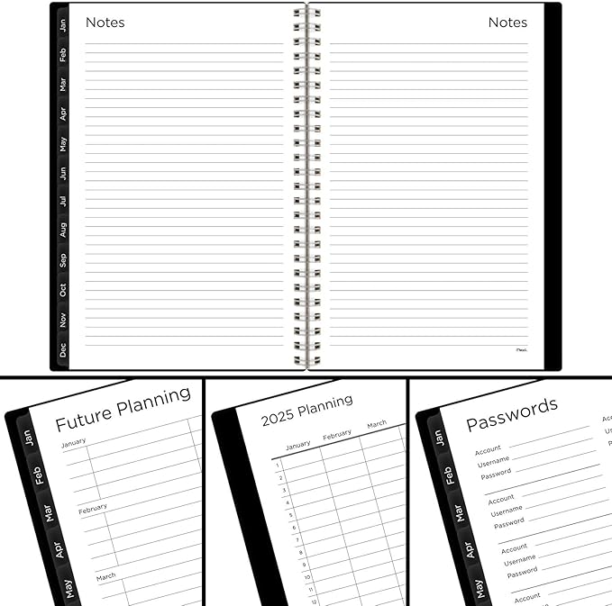 Mead 2025 Planner, Weekly & Monthly, 15-Month, 5-1/2" x 8-1/2", Small, Basic, Black (CRW4200525)
