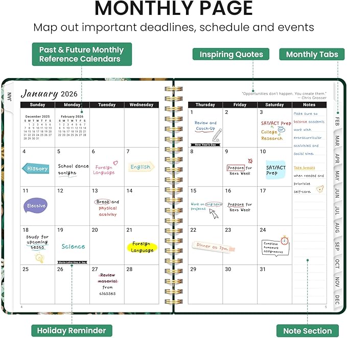 2026 Planner, Weekly and Monthly Calendar Planner for Women, Jan 2026 - Dec 2026, Hardcover Planning Agenda book with Tabs, Spiral Bound, Inner Pocket, Perfect for School Office Supplies, 8.5" x 11" - Butterfly