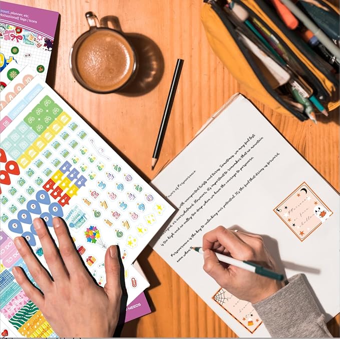 FUNCLASS 24 Sheets Stickers for Planners,Budget Planner Stickers,Aesthetic Planner Stickers for Women,Month Stickers for Planner,Planner Stickers for Students,Calendar Stickers for Adults Planner