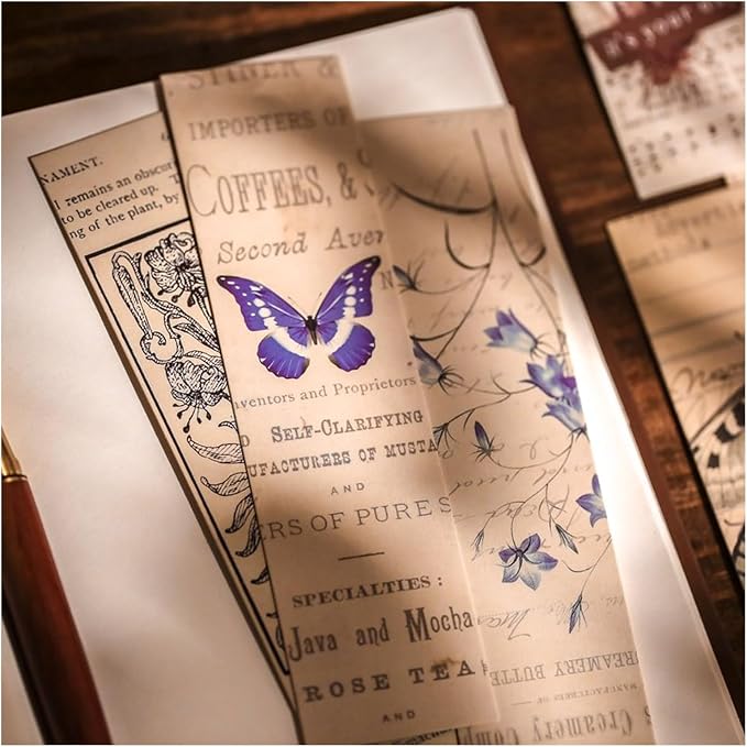 Vintage Natural Style Butterfly Flower Plant Bookmarks, 30PCS (Gentle Whispers)